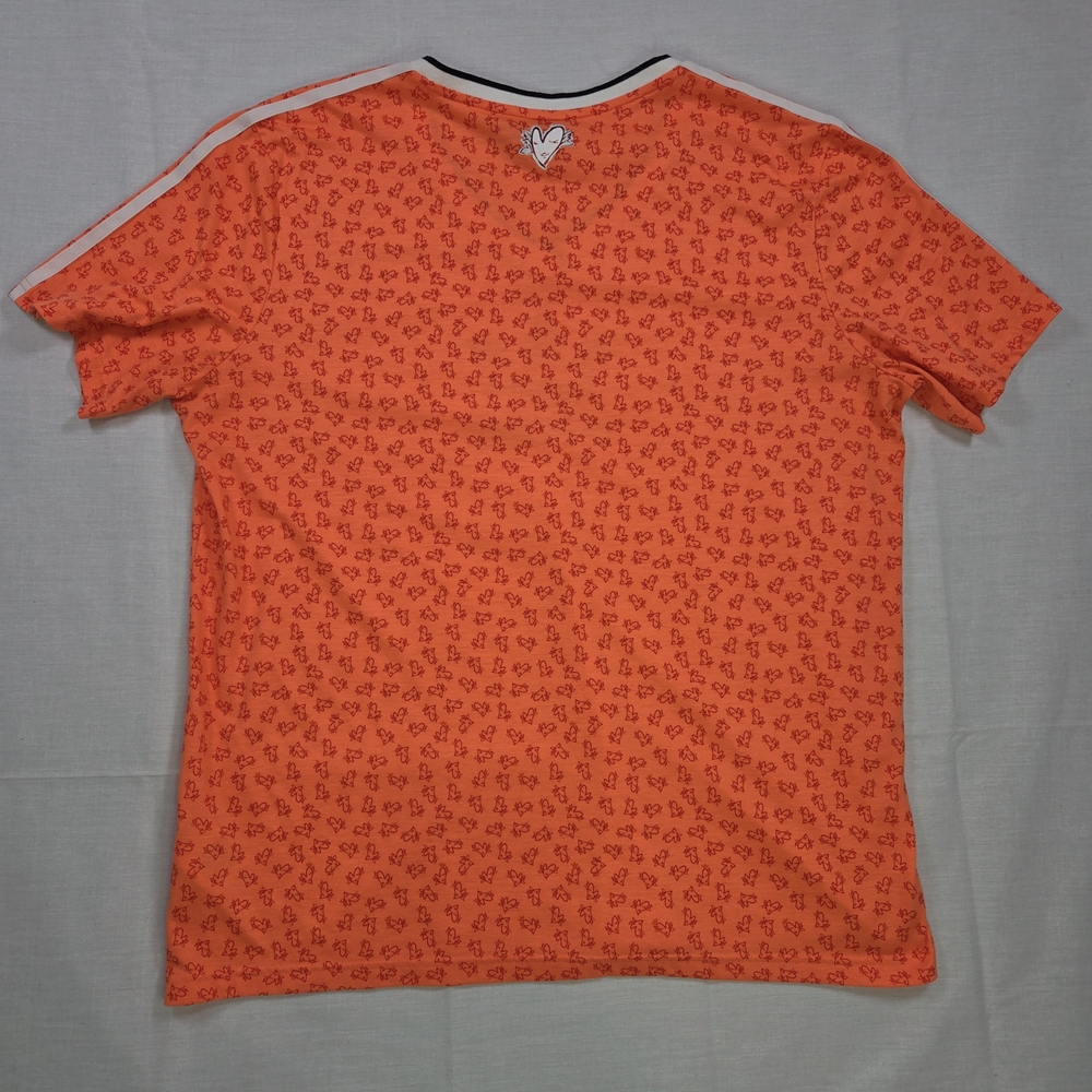 Topshop & Adidas Collaboration Women's XL (US) T-shirt V-Neck Orange Black VTG - Picture 13 of 13